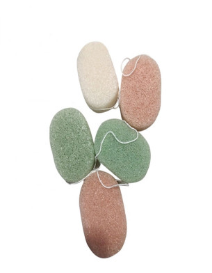 Oval Shape Konjac Sponge face Body White Lavender Cherry Blossom Aloe Vera Set of Four for Baby Mothers